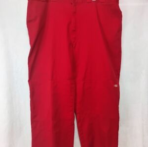 Dickies Red Double Knee Work Chino Pants Mens 48x32 Pockets See Photos READ G